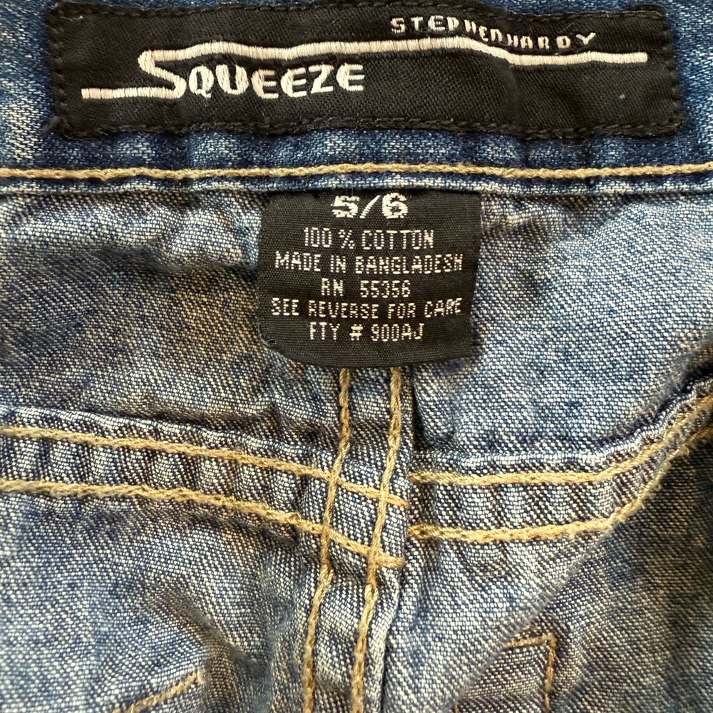 Vintage Button Fly Wide Leg Squeeze Blue Jeans Flare Women's 90's Denim Size 5 6 - Picture 2 of 11